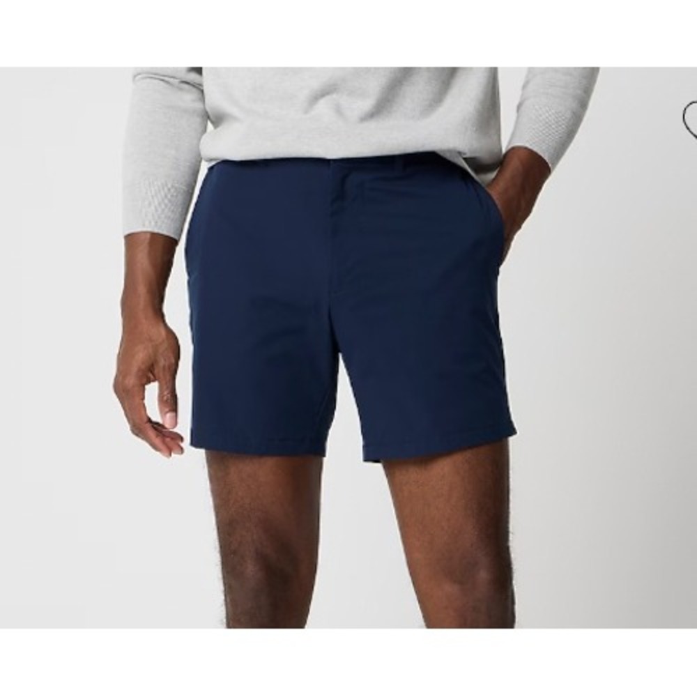 J.Crew Mens 7 Inch Tech Short Size 32 Navy Blue Performance Golf Shorts Preppy